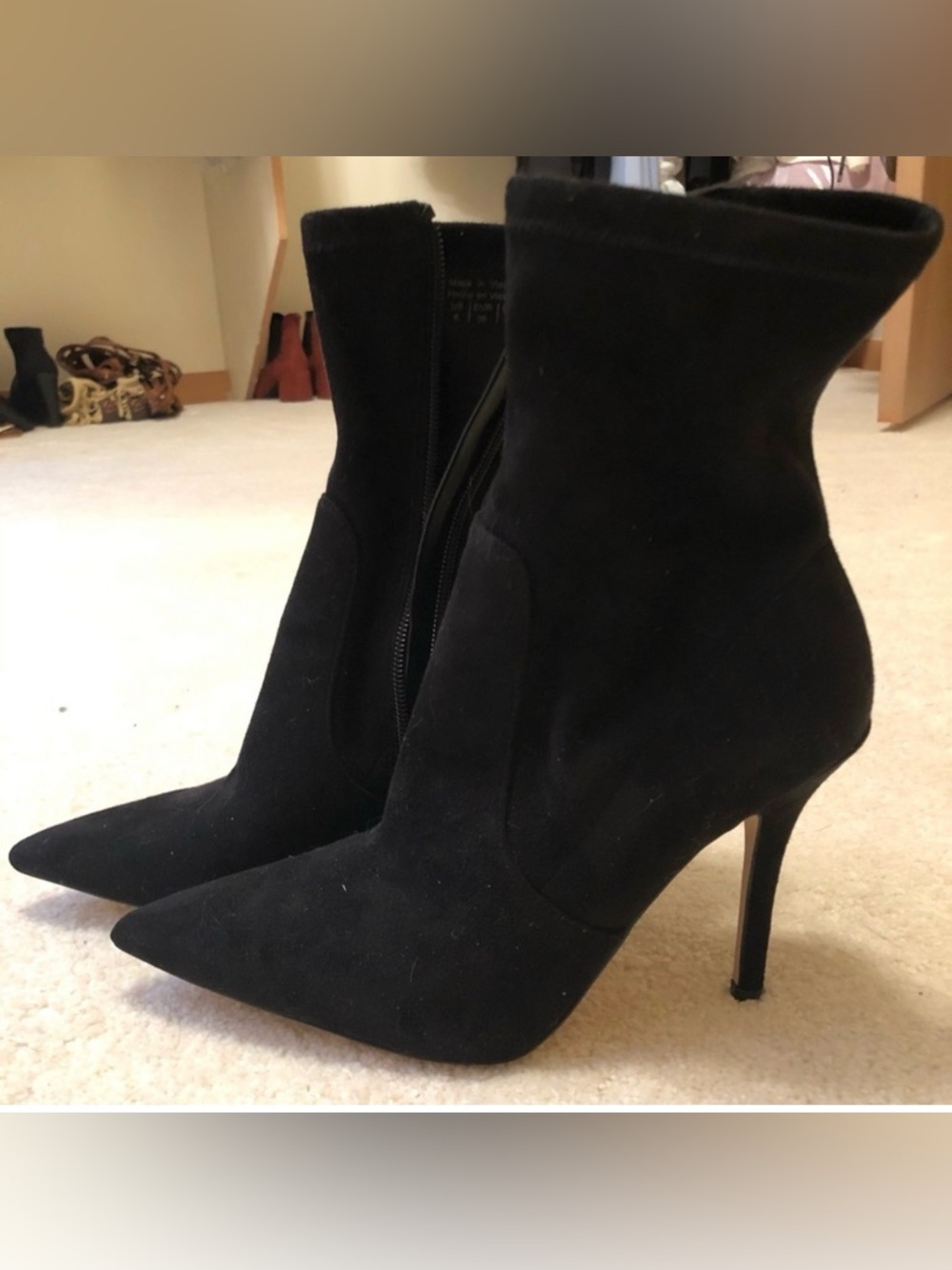 Aldo Black Suede Pointed-Toe Sock Ankle Boots - Women